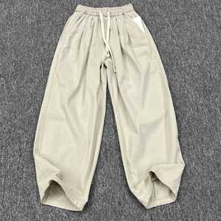 日系复古纯棉百搭休闲阔腿裤男士秋季新款宽松净版街头直筒九分裤