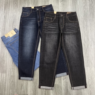 捡漏外贸单男士牛仔裤弹力舒适水洗做旧猫须锥形直筒休闲牛仔长裤