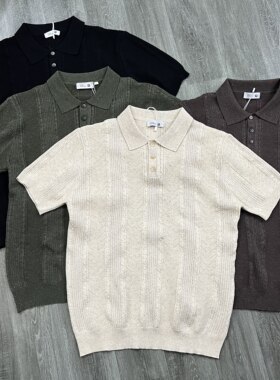 轻奢莱赛尔亚麻混纺短袖POLO衫男