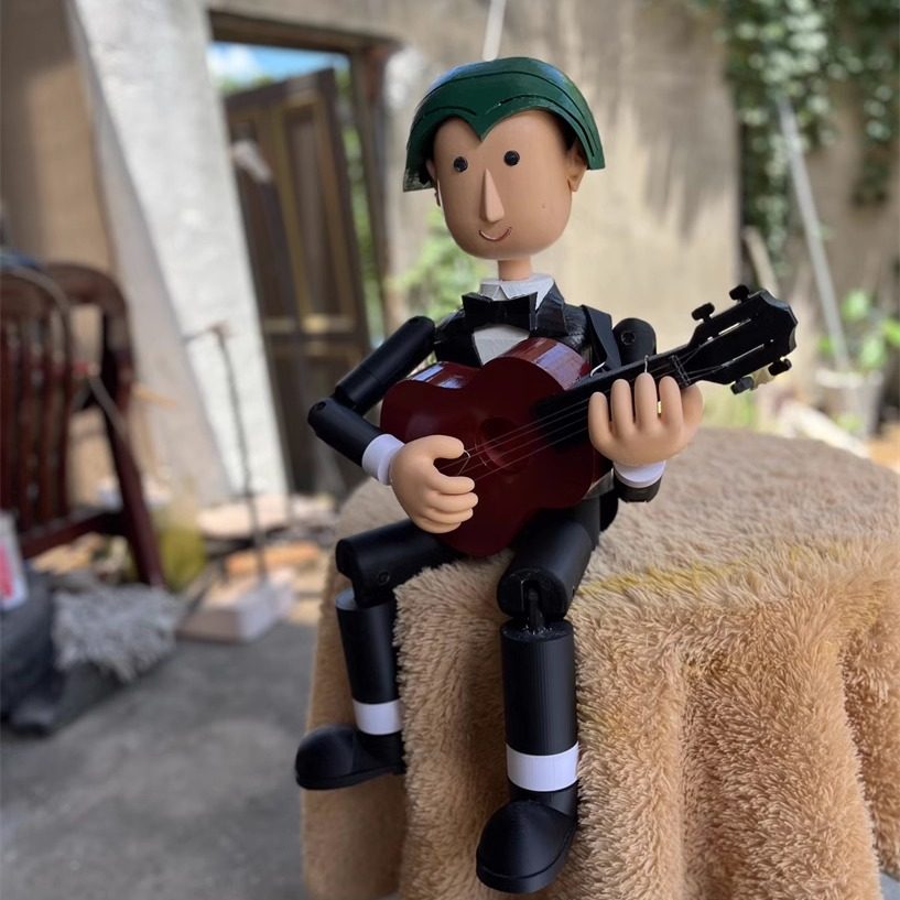 卡通弹吉他小哥哥创意摆件关节人偶玩具店铺装饰摆件收藏定制包邮