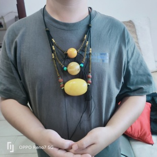 三圈藏式民族风纯手工玉米结项链绳半成品天珠吊坠配绳横穿蜜蜡珠