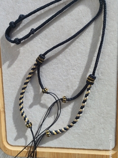 天珠项链绳八股辫挂绳龙鳞高档横穿吊坠双挂双层男女可调节可定制