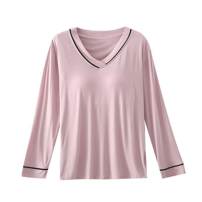 ANTIBACTERIAL PAJAMAS CHEST PAD WOMENS SUMMER MODAL SUMMER ANTI-CONVEX T-SHIRT HOME SERVICE LONG-SLEEVED ONE-PIECE TOP