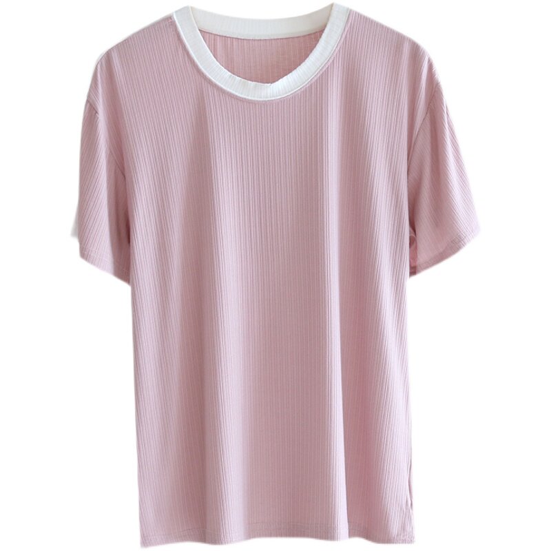 JAPANESE SINGLE MODAL PAJAMAS TOPS SINGLE PIECE WOMENS SHORT SLEEVE THIN LOUNGEWEAR SOLID COLOR SUMMER T-SHIRT LOOSE CASUAL