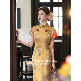 【花样年华】国风旗袍|改良女新中式黄色长款显瘦气质连衣裙2026