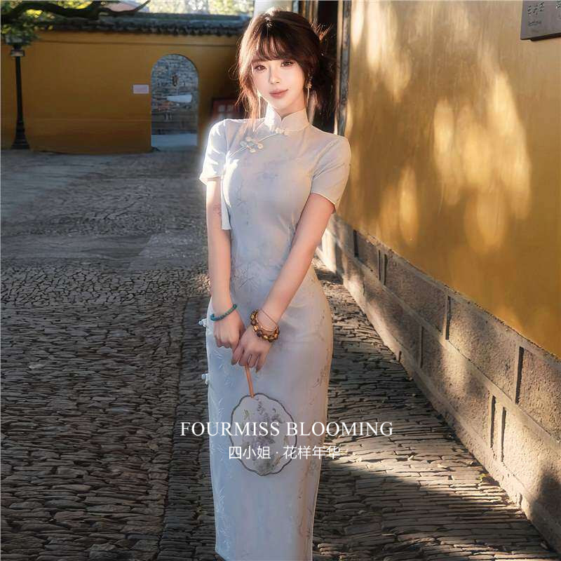 【花样年华】国风旗袍|蓝色改良新中式修身性感气质连衣裙2026夏