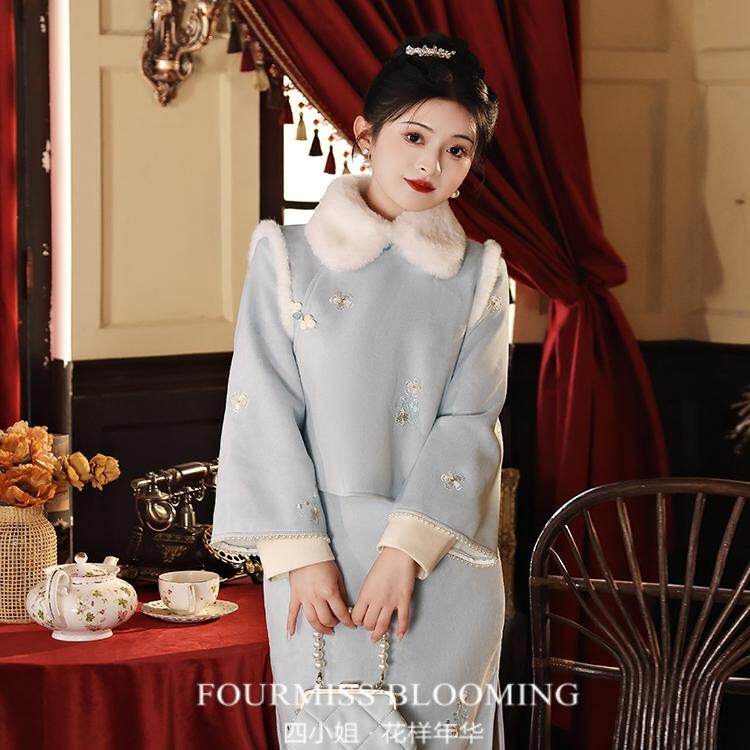 【花样年华】国风旗袍|新中式套装冬茶服唐马甲改良汉服过年战袍