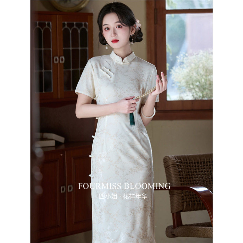【花样年华】国风旗袍|米白新款2026改良新中式小个子气质连衣裙