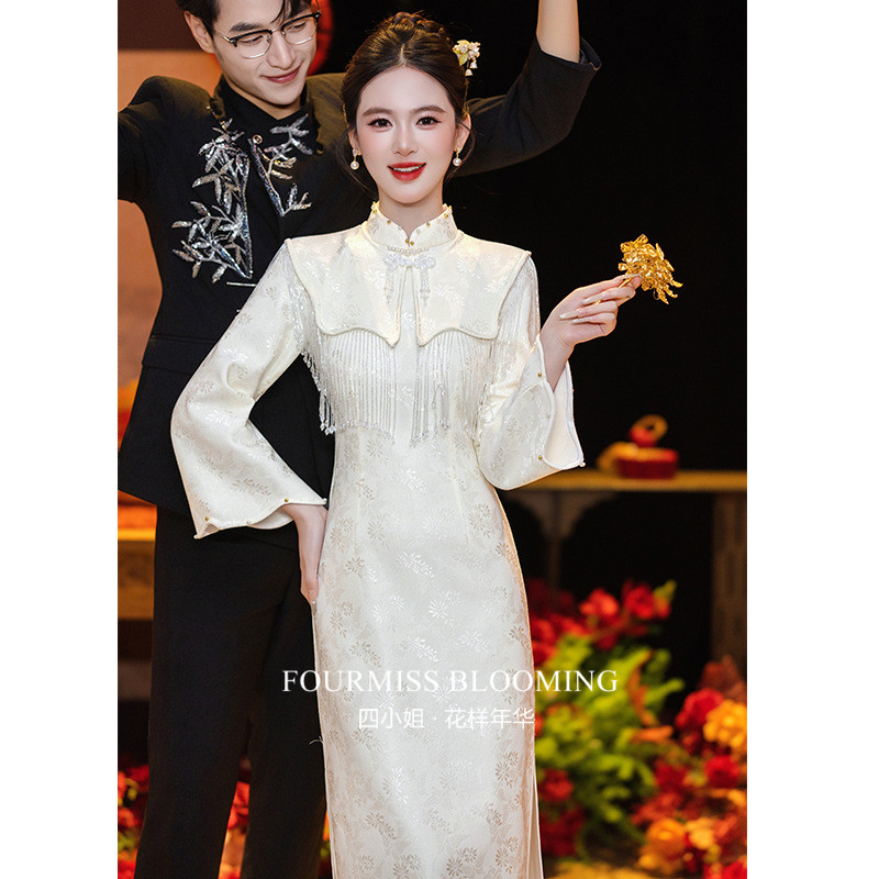 【花样年华】国风旗袍|冬订婚礼服连衣裙新中式敬酒服冬装加绒女