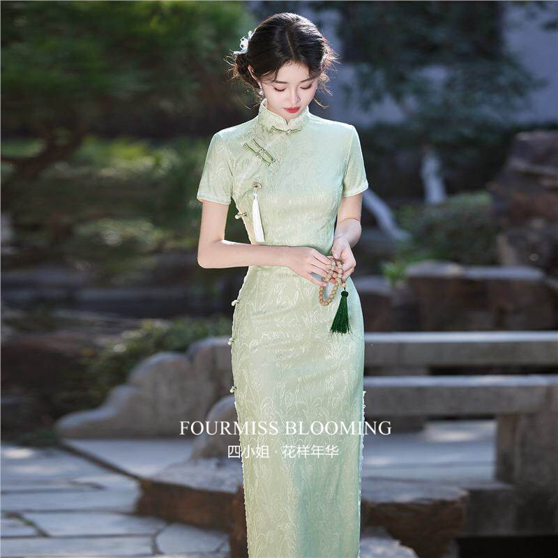 【花样年华】国风旗袍|绿色女新中式性感订婚气质连衣裙2026夏季