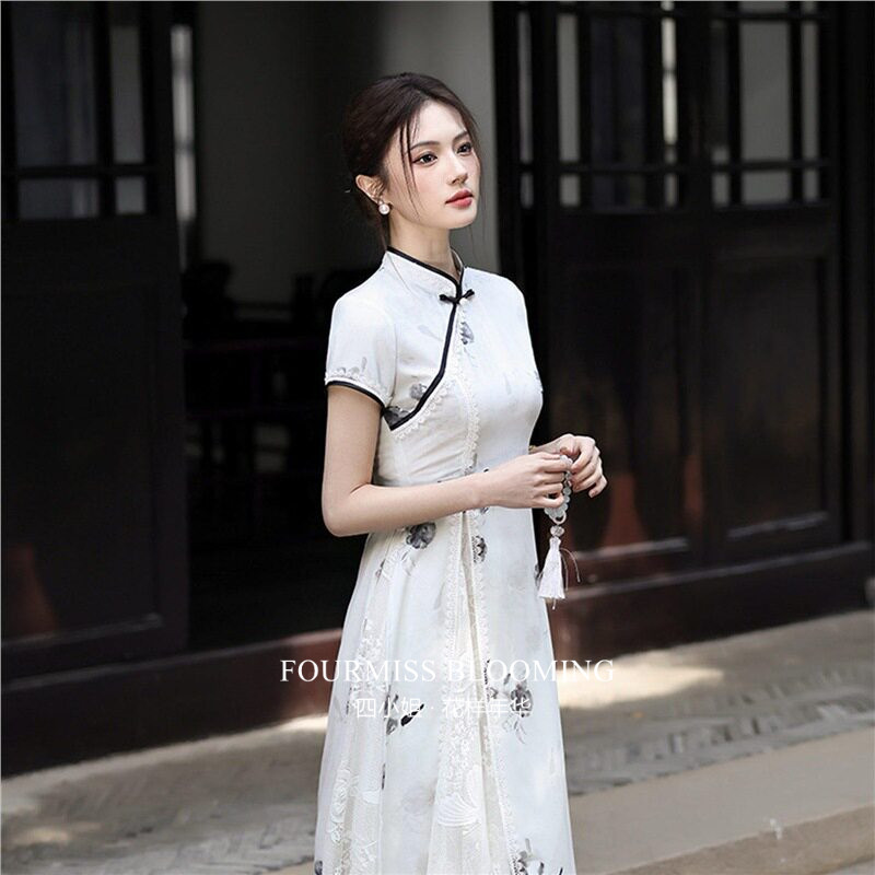 新中式水墨茶服女套装