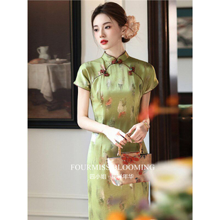 【花样年华】国风旗袍|绿色新中式春夏季气质高端短袖连衣裙女