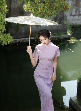 【花样年华】国风旗袍|紫色2026年轻气质高端新中式少女连衣裙夏
