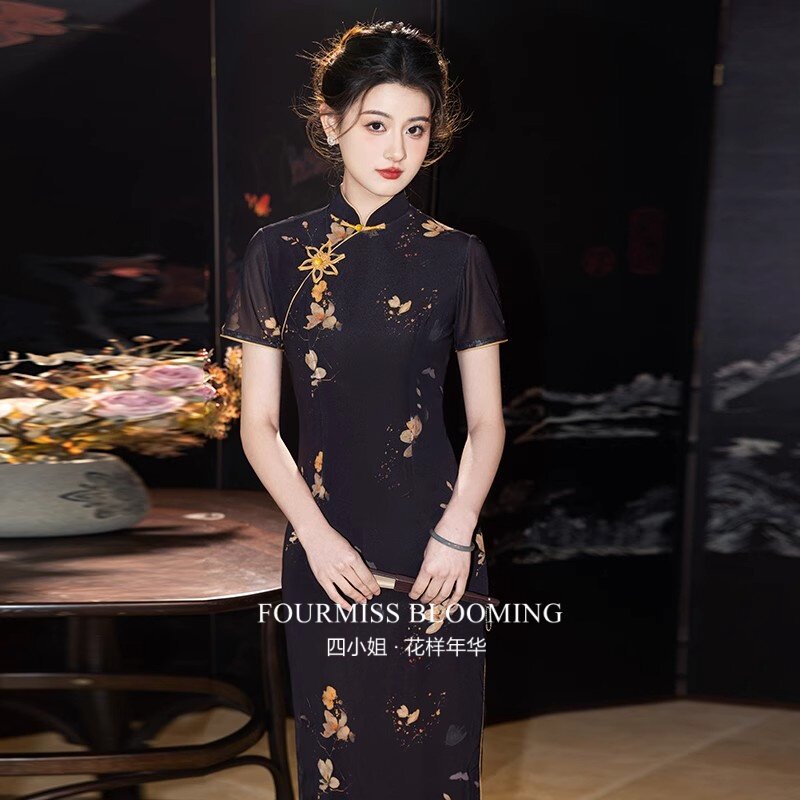 【花样年华】国风旗袍|2026新款黑色气质高端优雅复古改良连衣裙