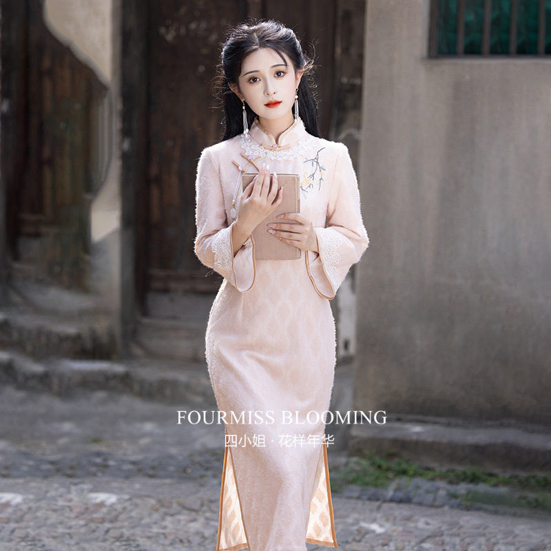 【花样年华】国风旗袍|款秋季新中式改良粉色连衣裙少女订婚礼服,女装/女士精品,旗袍,淘宝优惠券,粉丝福利购,淘宝优惠卷