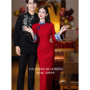 【花样年华】国风旗袍|冬季红色新中式冬装加绒订婚礼服敬酒服