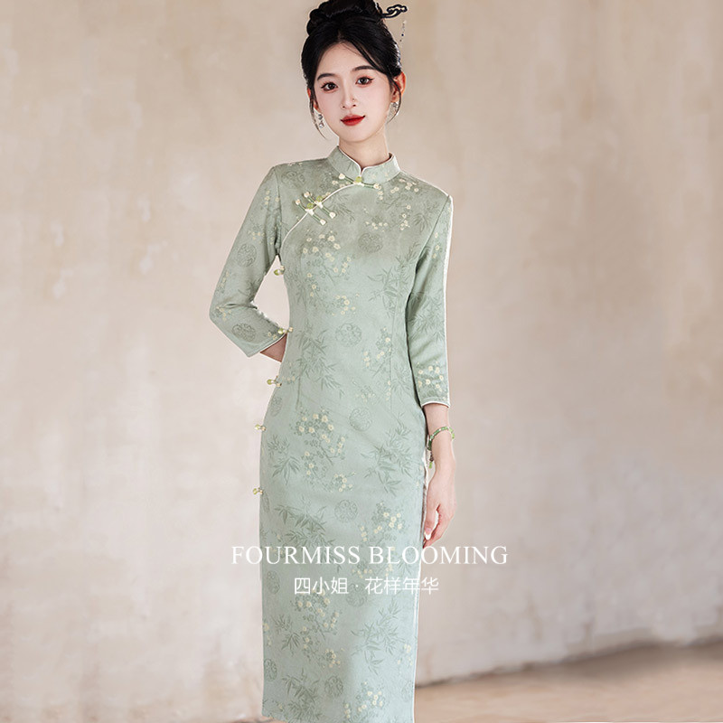 绿色新中式长袖女衫64