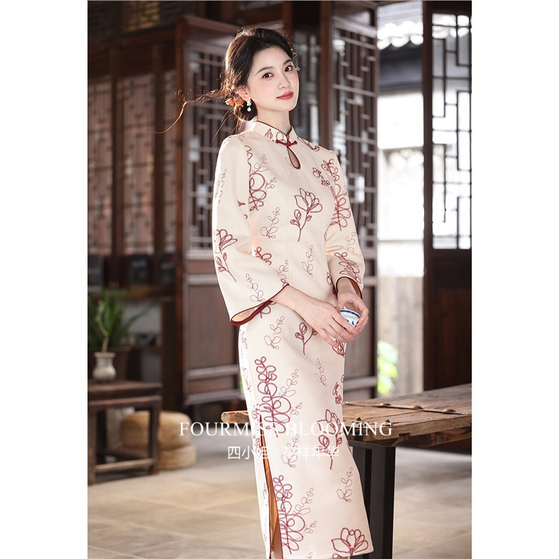 【花样年华】国风旗袍|长袖秋冬女新中式改良日常可穿连衣裙绣花