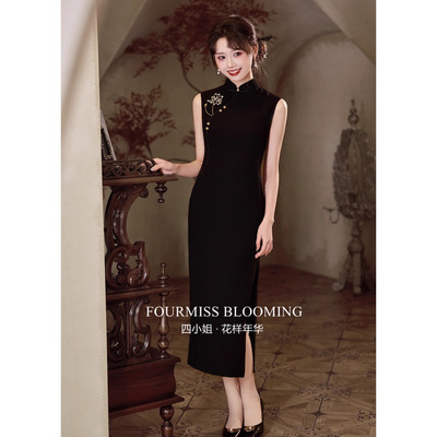【花样年华】国风旗袍|高端大气上档次黑色新中式无袖连衣裙改良