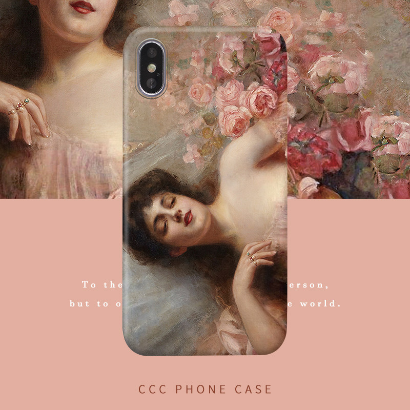 CCC原创玫瑰少女适用iPhone15/14plus/13mini/12/苹果11promax菲林光面软壳油画复古艺术美