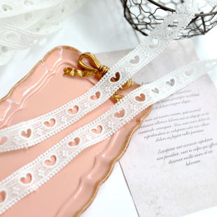 2mm穿丝带爱心水溶刺绣蕾丝带装 饰衣服洛丽塔手工diy蕾丝花边辅料