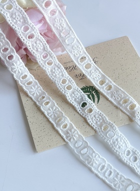 白色镂空刺绣花边棉线织带手工DIY服装辅料装饰穿丝带辅料