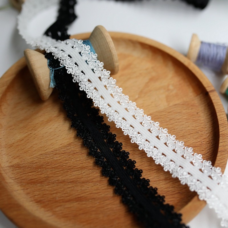 2cm黑白双边皇冠弹力蕾丝花边松紧带内衣内裤包边diy装饰服装辅料