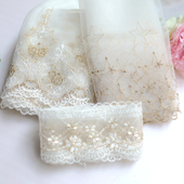 饰娃衣洛丽塔洋装 白色金线刺绣蕾丝花边diy服装 辅料装 裙摆蕾丝边