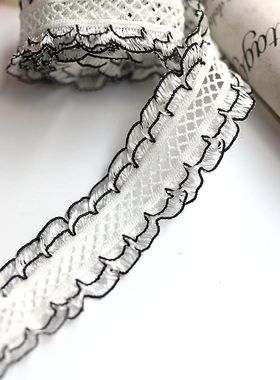 白色镂空木耳弹力花边松紧带荷叶边装饰衣服饰品蕾丝洛丽塔辅料