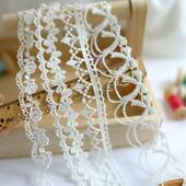 白色精致刺绣镂空蕾丝花边辅料DIY可穿丝带项链布艺装 饰波浪材料