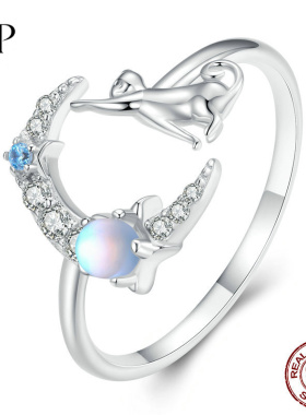 锦河畔银月猫咪戒指21