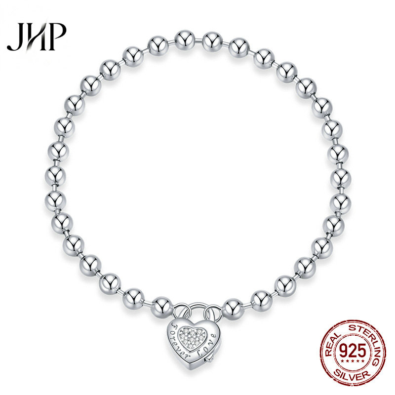 锦河畔欧美新款镀白金圆珠手链男女 s925纯银百搭气质手饰品