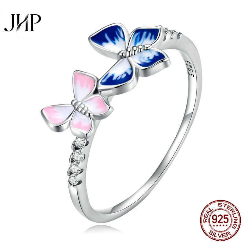 锦河畔渐变蝴蝶银戒06