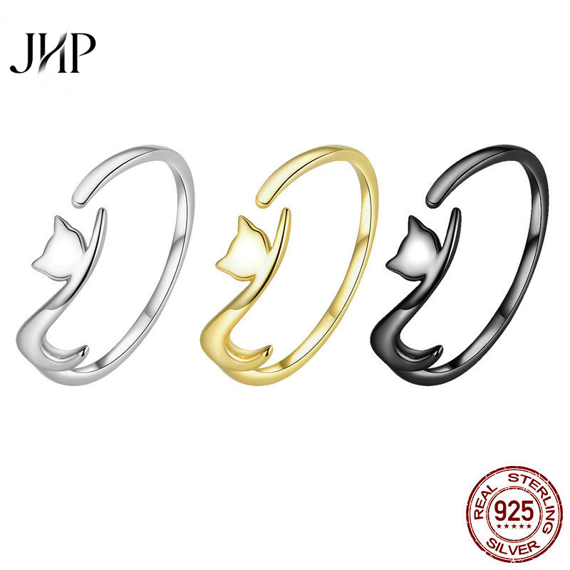 锦河畔s925银猫咪戒指