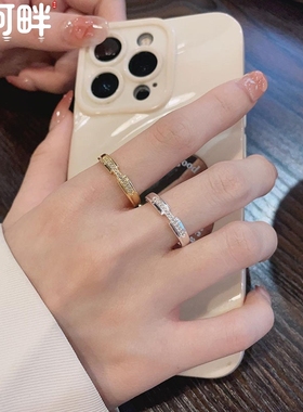 轻奢s925纯银轻奢风创意款镶锆石戒指ins韩版气质开口食指环女