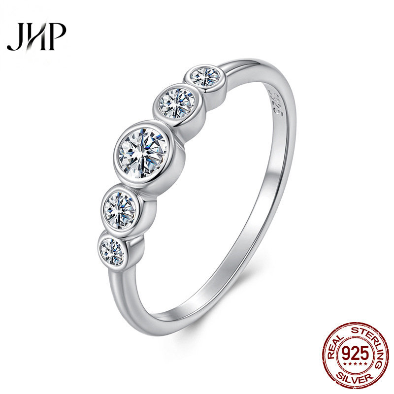 锦河畔经典款闪耀莫桑石戒指女 简约百搭s925纯银指环手饰