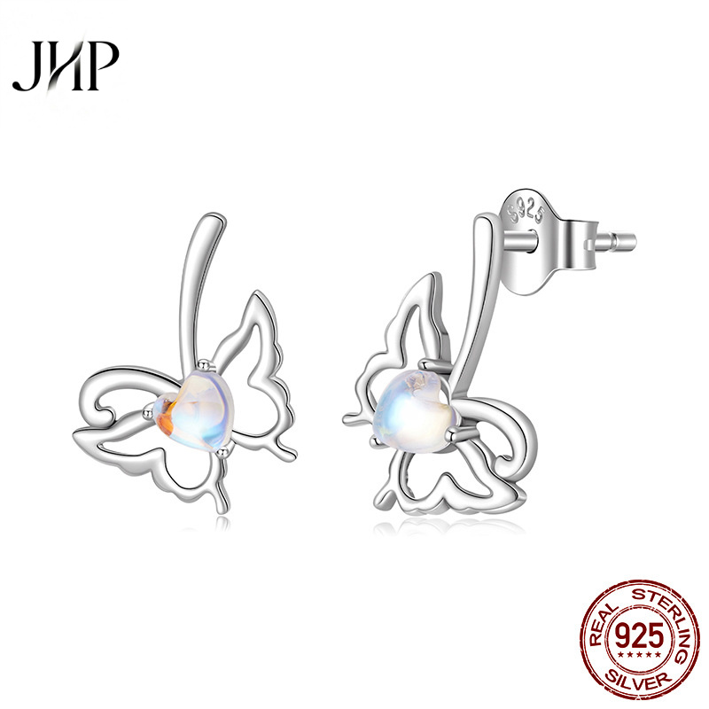 锦河畔月光石蝴蝶耳钉