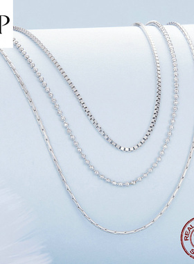 锦河畔新款时尚穿搭层次感三层项链女 小众高级s925纯银锁骨链