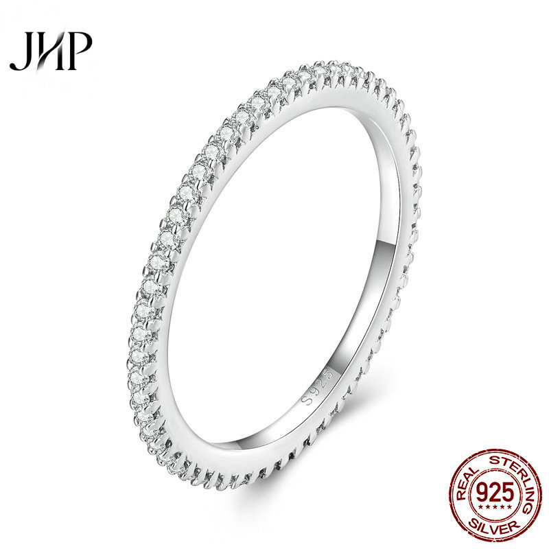 锦河畔款细闪精致莫桑石戒指 简约时尚可叠戴s925银食指指环