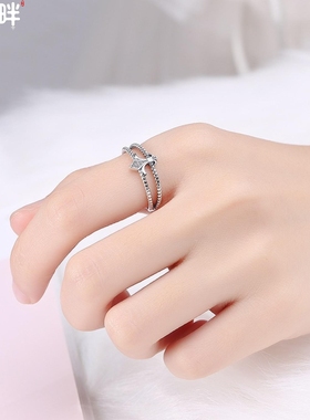 锦河畔 S925纯银欧美混搭复古戒指女十字架雕花朋克个性女士开口