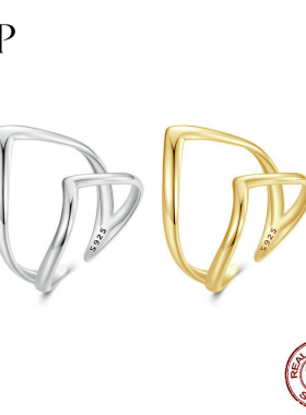 锦河畔V形爱心双层戒指