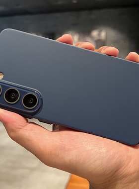 带镜头膜深海蓝色全包精孔PC硬壳适用三星S23U手机壳高级超薄Galaxy S24Ultra保护套S23+磨砂高级感耐脏男款
