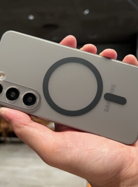 精孔磁吸无线充电磨砂墨水黑灰色冷淡半透明适用三星S23+手机壳高级超薄GalaxyS24plus保护套全包硬壳男女款