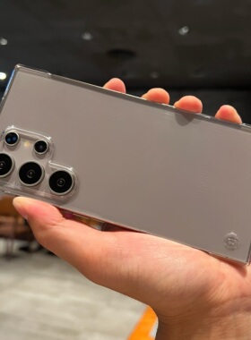 不发黄轻薄无边框半包硬壳适用三星S23Ultra手机壳高级超薄Galaxy S24Ultra保护套S23+高透明S24u白色裸机感