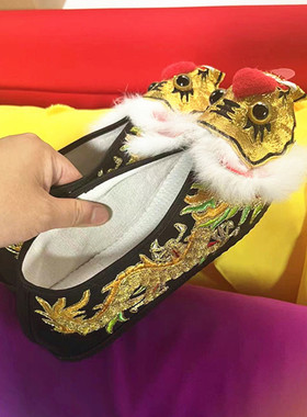 川剧变脸鞋子平底虎头鞋低帮龙虎靴刺绣盘金鞋子戏曲变脸鞋子