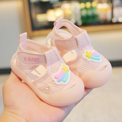 夏季宝宝凉鞋软底防滑男宝1-2岁女包头婴儿鞋透气婴幼儿学步凉鞋