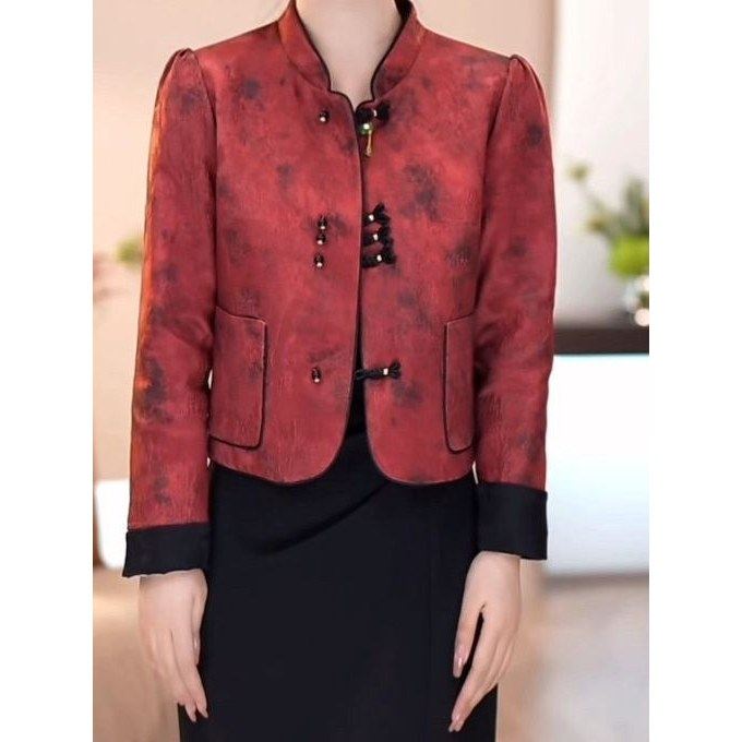 缎绣夹棉加厚外套2025秋冬新款女装时尚气质显瘦新中式棉衣短外套