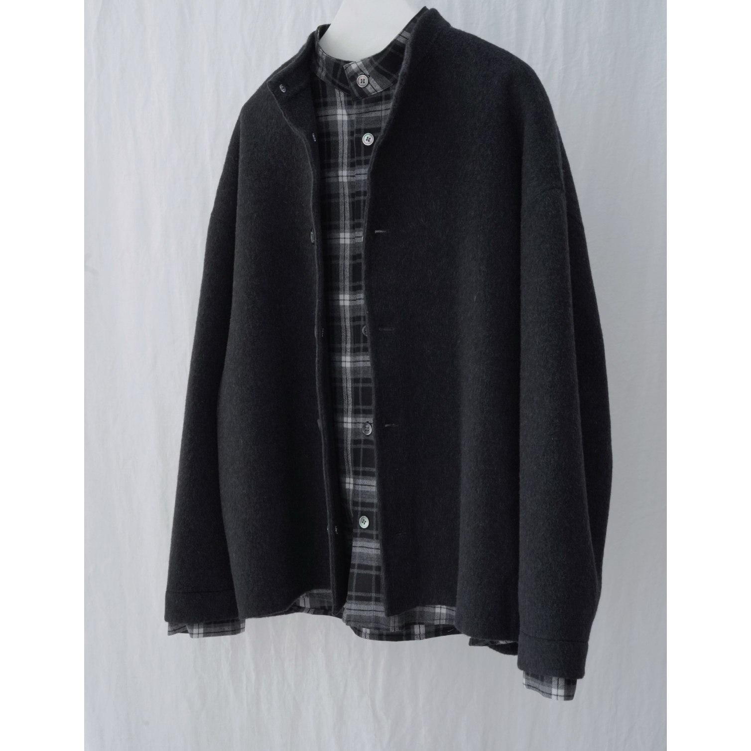 重磅慵懒感法兰绒假两件短大衣潮