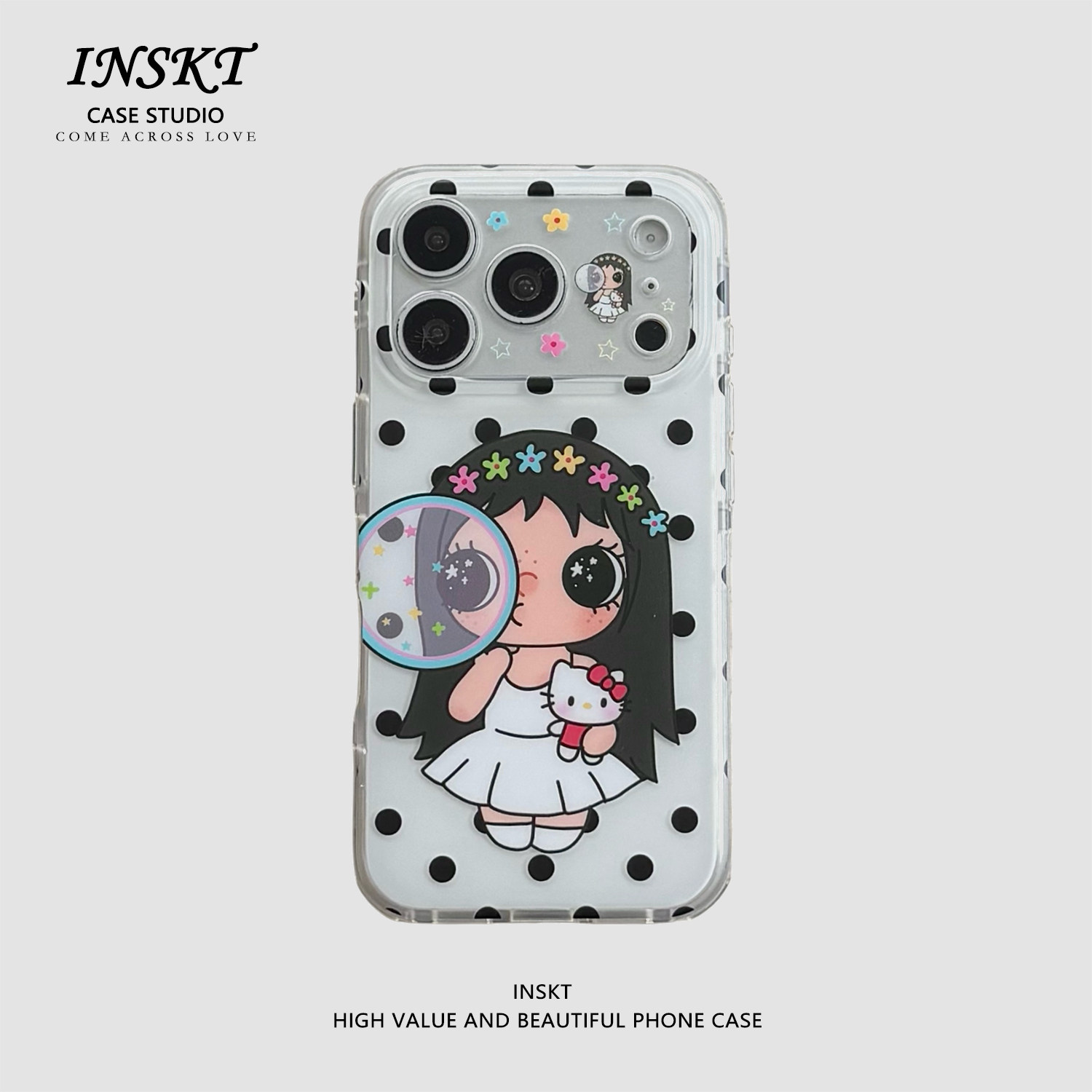 inskt卡通波点放大镜小玉原创适用iphone17promax手机壳苹果17软硅胶套17pro网红新款小众16防摔15个性日韩壳