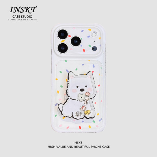inskt卡通彩条西高地原创适用iphone17promax手机壳苹果17软硅胶套18pro网红新款小众16防摔15个性日韩萌可爱